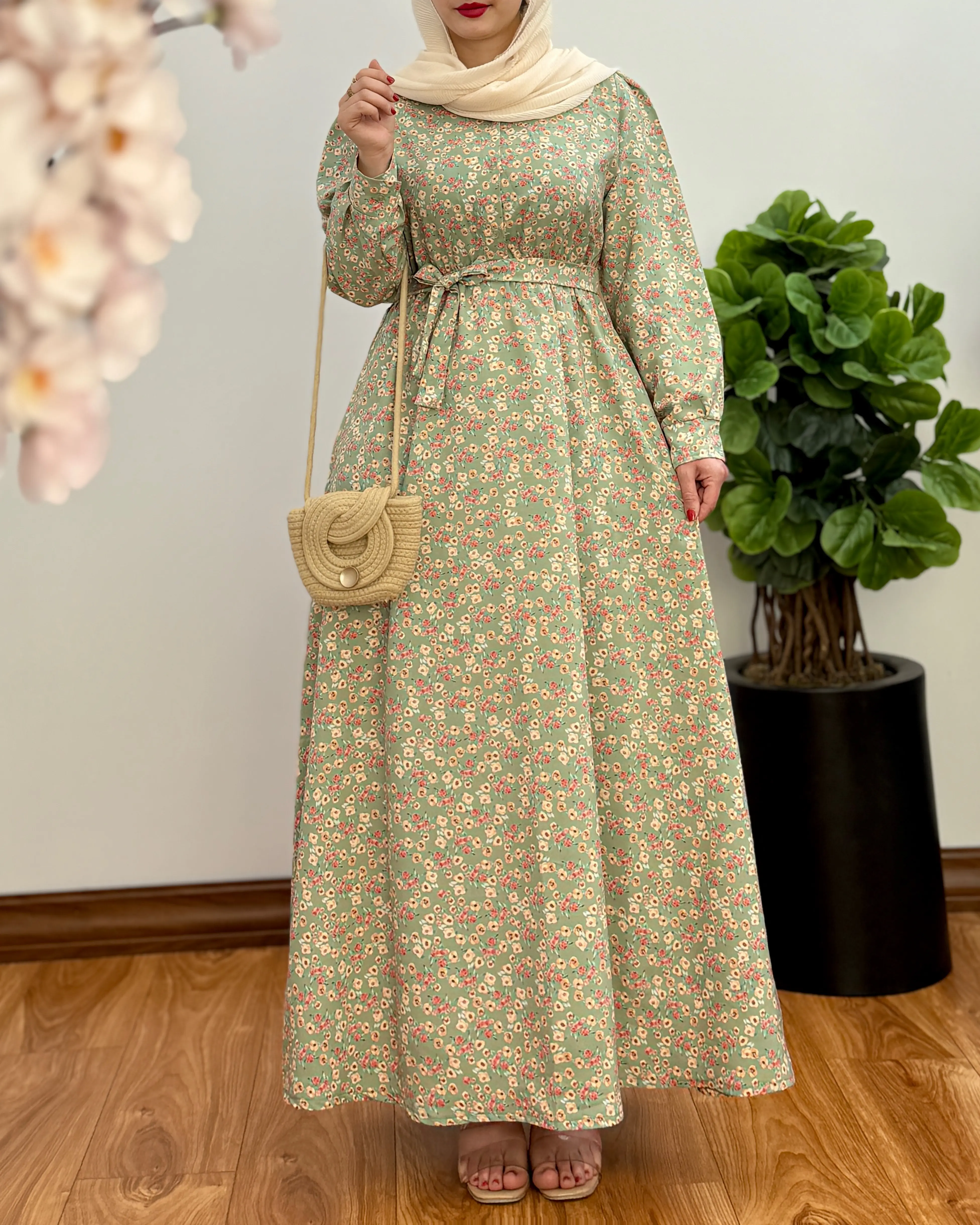 پیراهن ساحلی کرپ گلدار مدل بهار